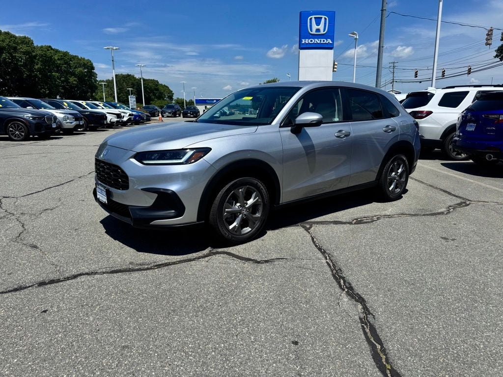 2026 Honda HR-V LX in Solar Silver Metallic — front three-quarter view