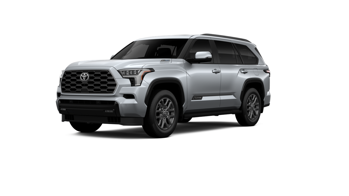 2026 Toyota Sequoia Platinum in Celestial Silver Metallic — front three-quarter view